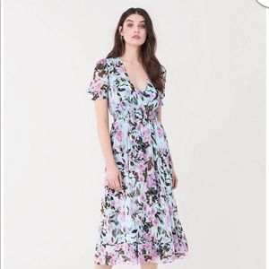 Diane von Furstenberg Palmer Silk-Chiffon Floral Midi Dress XXS